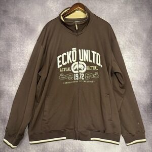 Vintage Ecko Unltd Jacket Men's 3XL Brown Full Zip Track Logo